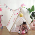 Tente en toile blanche avec cadre en bois massif pour enfants